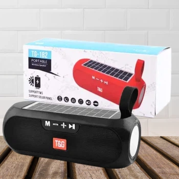 Портативна колонка TG-182 Bluetooth 5 Вт х 2 FM-радіо, сонячна панель, USB, TF, AUX, Hands Free, для Android та iOS, чорна
