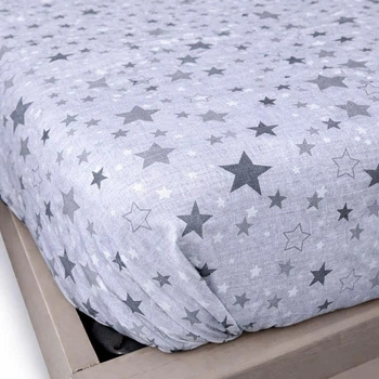 Простынь на резинке Бязь Moonlight Stars Серый 160*200 высота 25 см