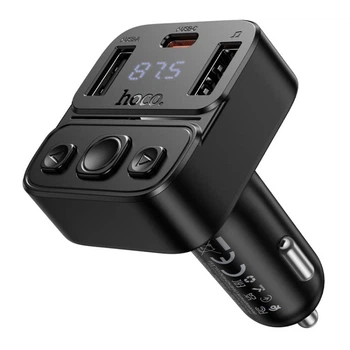 Автомобильный FM-трансмиттер HOCO E87 Delta 35W 1xUSB 1xType-C car BT FM transmitter Black (6942007658980)