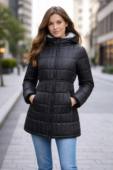 ЖІноча зимова куртка Steve Madden, з пухом, з капюшоном, чорного кольору, стьобана, розмір S(ola1385h)