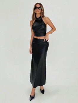 Костюм (майка + спідниця) Shein sz2406059786111442 XS чорний (100007866)