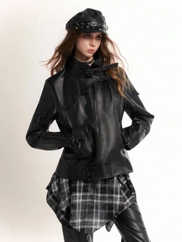 Куртка из эко кожи Shein sz25070897917253223 M черная (100008323)