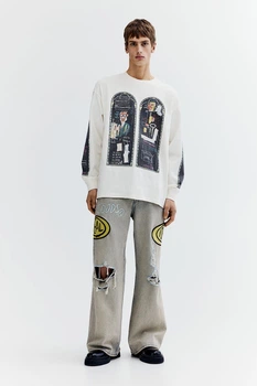 Джинси Loose fit Basquiat x Ev Bravado & Téla D'Amore x H&M 1212664001c61 W36L32 блакитні (100009477)