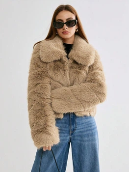 Еко шубка Shein sz2408029710946284 M бежева (100007520)