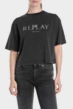 Жіноча чорна футболка Replay XS W3410 .000.22658M