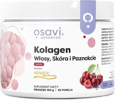 Колаген для волосся, шкіри та нігтів Osavi у вигляді порошку 150 г Вишня (5904139926345)