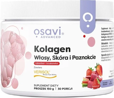 Колаген для волосся, шкіри та нігтів Osavi у вигляді порошку 150 г Ревінь - Полуниця (5904139926383)