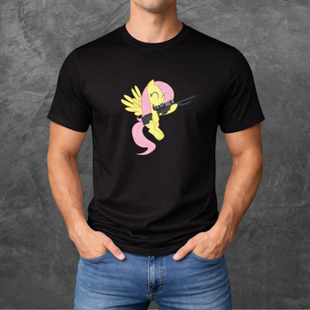 Футболка унисекс с принтом My little pony Fluttershy базовая черная 2XL
