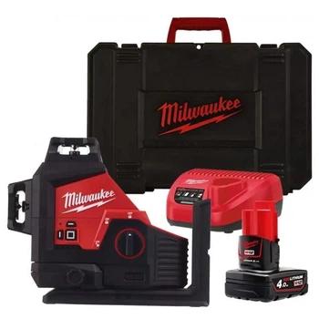 Нивелир лазерный 3D аккумуляторный MILWAUKEE, M12 3PL-401C (360 градусов, зеленый луч) (зарядное устройство С12 С, 1 аккумулятор