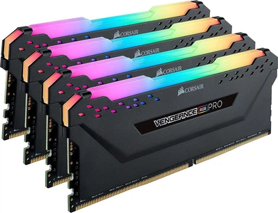 Пам'ять для настільних комп'ютерів Corsair 128 GB (4x32GB) DDR4 3600 MHz Vengeance RGB Pro Black (CMW128GX4M4D3600C18)
