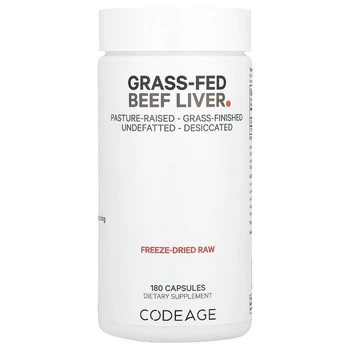 Говяжья печень от животных травяного откорма Codeage (Grass-fed beef liver) 180 капсул AGE00809