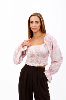 Блуза-селянка жіноча Where Uwear рожева 347263_L