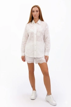 Рубашка женская Where Uwear белая с ажурной вышивкой 347240_One size