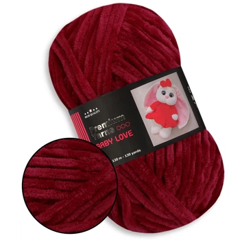 Premium Yarn Baby Love, Бордо №379, плюшевая пряжа 100% полиэстер, 100г/120м, для вязания игрушек, детской одежды, пледов, амигуруми