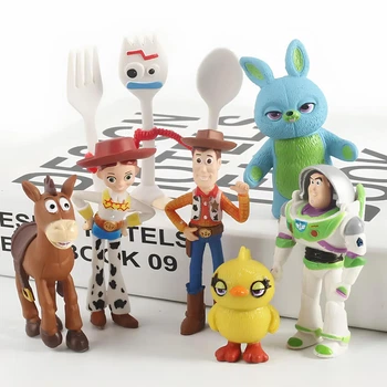 Набор фигурок История игрушек 4, Игровые фигурки из мультфильма Toy Story 7 шт, Игрушка Вуди, Базз Лайтер, Джесси, Форки