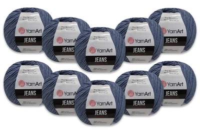 Упаковка YarnArt Jeans, Графит New №68, 10шт – пряжа нити для вязания спицами и крючком (игрушки, одежда), 55% хлопок, 45% акрил, 50 г/160 м
