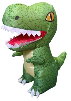 Динозавр на радиоуправлении T-Rex надувной от аккумулятора с пультом зеленый большой музыка движение 60 см