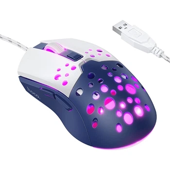 Миша дротова Hoco GM51 Sky Luminous 1200-3600DPI USB 1.5M для ПК/ноутбука RGB-ефекти підсвічування Білий-Синій