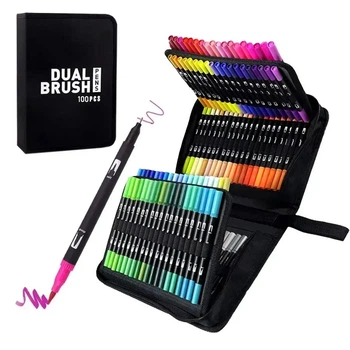 Набір акварельних двосторонніх маркерів Dual Brush 100шт в пеналі
