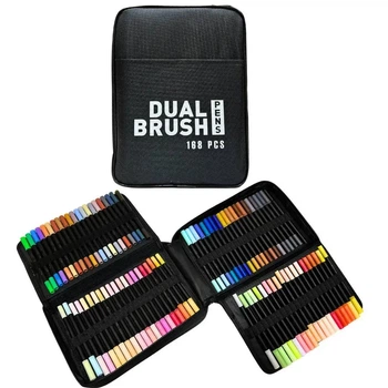 Набір акварельних двосторонніх маркерів Dual Brush 168шт в пеналі