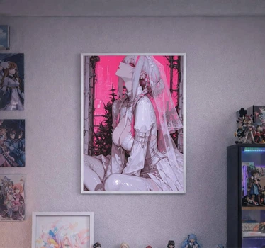 Постер у рамці під склом Cyber Bride: Pink Gothic Anime Aesthetic Poster А3