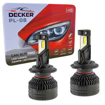 Автомобильные светодиодные лампы в фару главного света Decker LED H7 5000K 13000Lm PL-08 9-16V