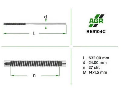 Шток рулевой рейки УР, Mercedes-Benz Citan, Renault Kangoo, Renault Megane, Renault Sceni, AGR (RE9104C)