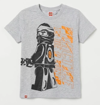 Футболка для мальчика LEGO Ninjago серая хлопковая, размер 98/104