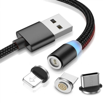 Кабель магнітний для заряджання телефону 3 в 1 MicroUSB Type-C Lightning чорний 1М PAVLYSH IP-32