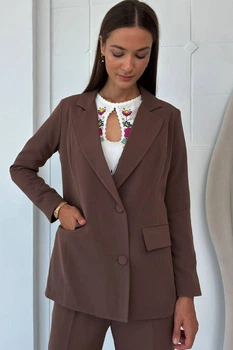Жіночий піджак оверсайз з кишенями Nenka XL Коричневий (nenka3226-XL)
