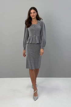 Жіночий костюм (кофта + спідниця) Nenka XL Графітовий (nenka3329-XL)