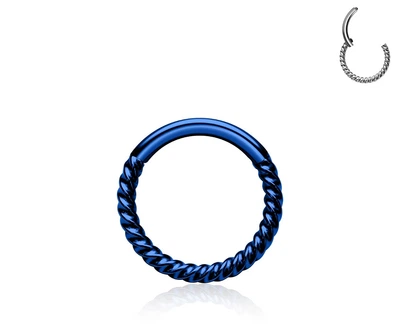 Кольцо кликер (спираль) из стали Spikes RH72-1608-BL серьга для пирсинга септума носа, хряща уха, (1,2мм; 8мм)