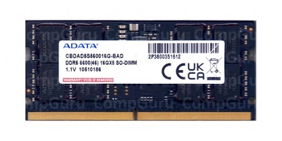 Оперативная память для ноутбука Adata DDR5 16GB 5600MHz SO-DIMM PC5-5600 (CBDAD5S560016G-BAD)