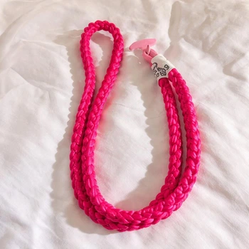 Шнурок на шею Rope Knitting для украшения телефона неоновый розовый для удобства ношения и стиля