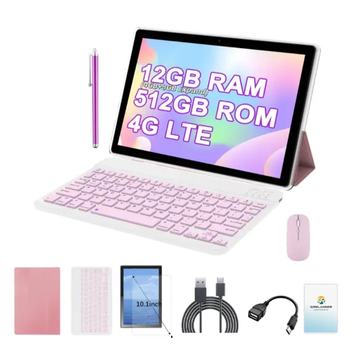 Розовый планшет-ноутбук Crelander T40 | 512 GB | Dual SIM | 12 GB RAM | 10.1"