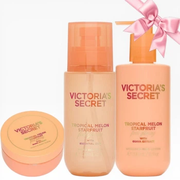 Подарунковий набір Victoria's Secret Tropical Melon Starfruit Hair & Body Mist + Body Lotion + Body Scrub (713/712/710)