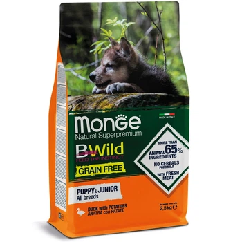Сухий корм для цуценят Monge Bwild Grain Free Puppy & Junior 2,5 кг - качка