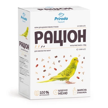 Корм для декоративних птахів Priroda Раціон 1,5 кг - мультивітамін та йод