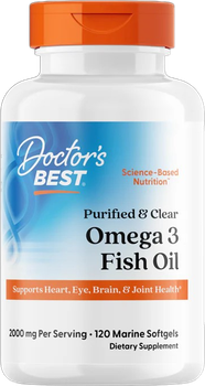 Дієтична добавка Doctor's Best Purified & Clear Omega 3 Fish Oil 2000 мг 120 капсул (753950004788)
