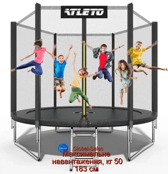 Батут дитячий з сіткою 183 см Atleto чорний