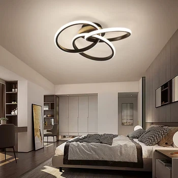 Сучасний LED-світильник у чорному корпусі із трьох кілець Ø 50 см | Line F | Арт. MJ57-500 BK