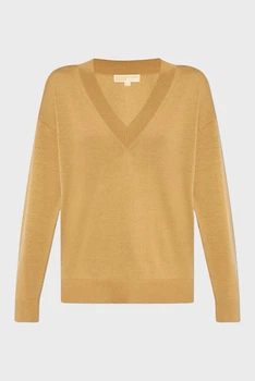 Жіночий бежевий вовняний пуловер MERINO VNK BUTN SLV SWTR Michael Kors M MT460YB4VR