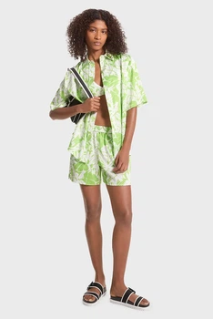 Жіночі салатові шорти з узором GRAPHIC PALM PJ SHORTS Michael Kors S MS430