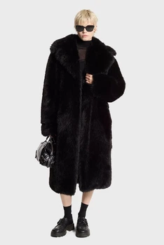 Жіноча шуба чорна FAUX FUR LONG COAT Michael Kors S MF420GKF1Q