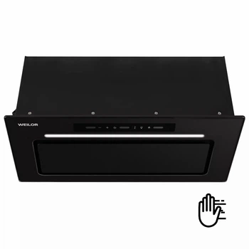 Кухонная вытяжка Weilor LUMINA WBG 69 BLACK MATTE SILENCE, черная полновстраиваемая мощная вытяжка на кухню, 1300 куб.м.