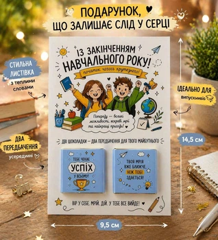 Шоколадна листівка Із закінченням навчального року (з передбаченнями)