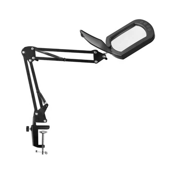 Косметична настільна лампа-лупа Lesko LED M015 Black на підставці USB