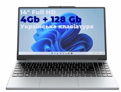 Windows ноутбук для навчання та роботи Intel Celeron N5100\4\128\14\WIN10\українська клавіатура