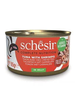 Влажный корм Schesir Tuna with Shrimps для кошек, тунец с креветками в желе, 85 г