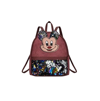 Рюкзак городской из экокожи с пайетками Zip-Zip 018 (24×22×7 см) винный